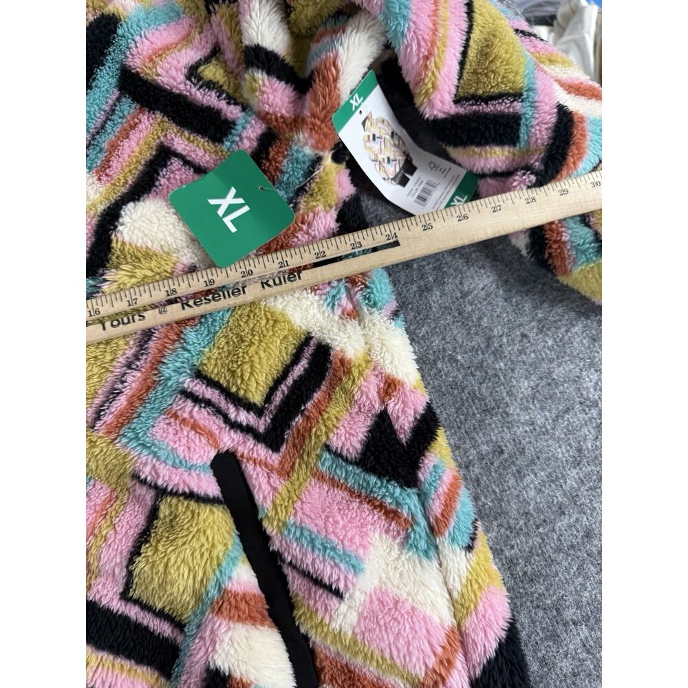 Hurley Sweater Womens XL Pink Color Block Half Snap Pullover Plush N260 - Picture 10 of 12